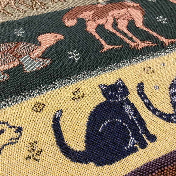 Noahs Ark Woven Throw Blanket Tapestry with Fringe - Picture 3 of 4